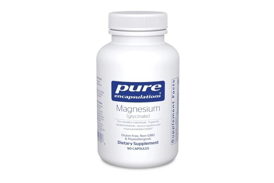 Magnesio (glicinato) Pure Encapsulations - Suplemento para apoyar el alivio del estrés, el sueño, la salud del corazón, los nervios, los músculos y el metabolismo* - con glicinato de magnesio - 90 cápsulas