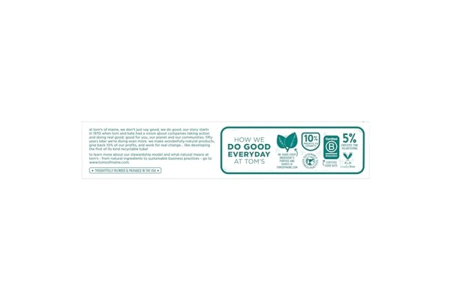 Tom's of Maine Pasta de dientes natural blanqueadora y antiplaca sin fluoruro, menta, 5.5 oz. (Paquete de 2) - Image 6