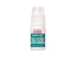 KISS PowerFlex Pegamento de uñas de máxima velocidad para uñas prensadas, adhesivo de uñas de fórmula flexible súper resistente, incluye una botella de 0.11 oz (0.10 oz.) con tapa giratoria y aplicador de punta de boquilla