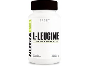 NutraBio 100% L-leucina pura - Recuperación y apoyo muscular - Aminoácido de forma libre fermentado naturalmente - Vegano, sin OGM, sin gluten - 400 mg, 180 cápsulas