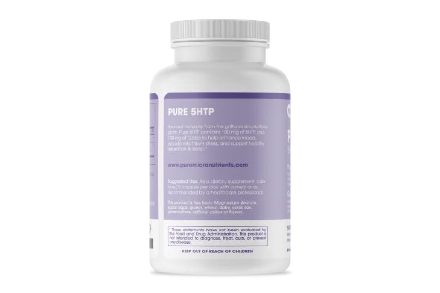 Suplemento puro de 5-HTP (5-hidroxitriptófano) más GABA - para el control del sueño, el estado de ánimo y el estrés - 60 cápsulas vegetales - Image 9