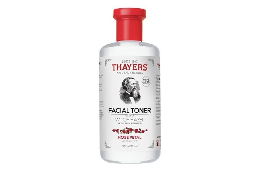 Thayers Tónico facial sin alcohol con pétalos de rosa y hamamelis para piel brillante, tónico calmante, hidratante y refrescante para piel normal y mixta, 12 oz