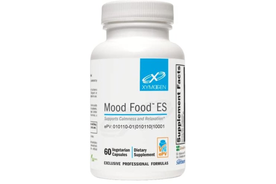XYMOGEN Mood Food ES - Apoya la calma, la relajación y un estado de ánimo saludable con folato activo, vitaminas B, 5-HTP, GABA, minerales, sunteanina L-teanina, selenio (60 cápsulas)