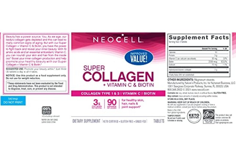 NeoCell Super colágeno con vitamina C y biotina, suplemento para piel, cabello y uñas, incluye antioxidantes, tableta, 270 unidades, 1 botella - Image 17