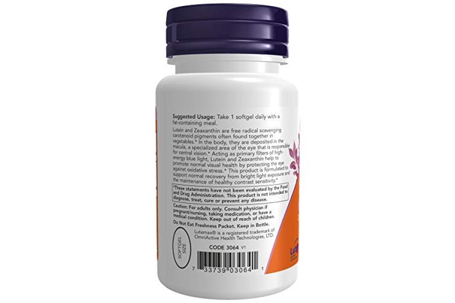 NOW Suplementos, luteína y zeaxantina con 25 mg de luteína y 5 mg de zeaxantina, 60 cápsulas blandas - Image 3