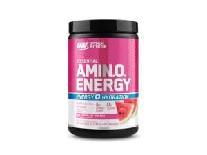 Optimum Nutrition Amino Energy Powder Plus hidratación, con BCAA, electrolitos y cafeína, toque de sandía, 30 porciones (el embalaje puede variar)