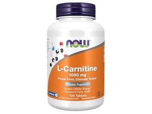 Suplementos de NOW Foods, L-carnitina 1000 mg, forma más pura, aminoácido, apoyo físico*, 100 tabletas