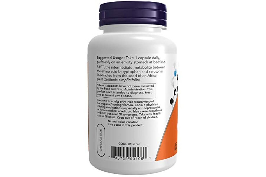 NOW Suplementos, 5-HTP (5-hidroxitriptófano) 100 mg, soporte de neurotransmisores*, 120 cápsulas vegetales - Image 3