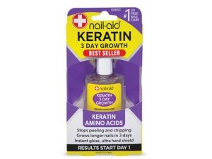 Nail-Aid Keratin Tratamiento y fortalecedor de uñas para crecimiento de 3 días, transparente, 0.55 onzas líquidas
