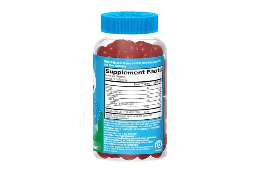 Digestive Advantage Suplemento de fibra prebiótica con probióticos para mujeres y hombres salud digestiva, gomitas de fibra para adultos regularidad y salud intestinal, sabor a fresa de 60 quilates - Image 11