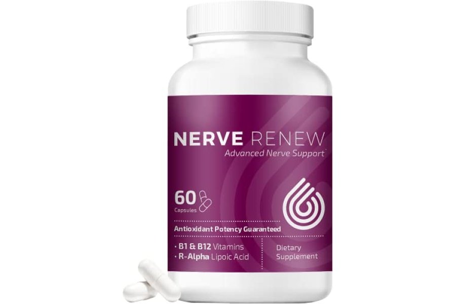 NERVE RENEW Soporte nervioso avanzado - Soporte natural para molestias nerviosas con ácido R-alfa lipoico y complejo de vitamina B - 60 cápsulas - Potencia antioxidante, fórmula de acción rápida
