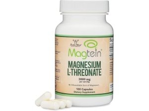 Cápsulas de treonato de magnesio L (Magtein) – Suplemento de alta absorción – Forma biodisponible para el sueño y apoyo a la función cognitiva – 2000 mg – 100 cápsulas