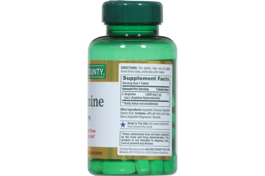 Nature's Bounty L-Arginina, apoya el flujo sanguíneo y la función vascular, 1000 mg, tabletas, 50 unidades - Image 9