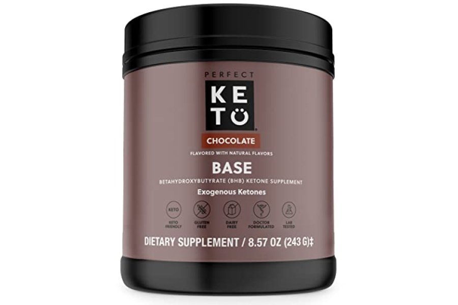 Perfect Keto Cetonas exógenas en polvo, sales BHB para cetosis y apoyo al ayuno, electrolitos para hidratación, energía sin cafeína, chocolate, 8.57 oz