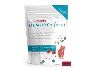 humanN SuperBeets Memory & Focus Brain Suplemento masticable – Alerta mental – Nootrópicos clínicamente estudiados, resveratrol más polvo de raíz de remolacha, sabor a granada de arándano, 30 unidades