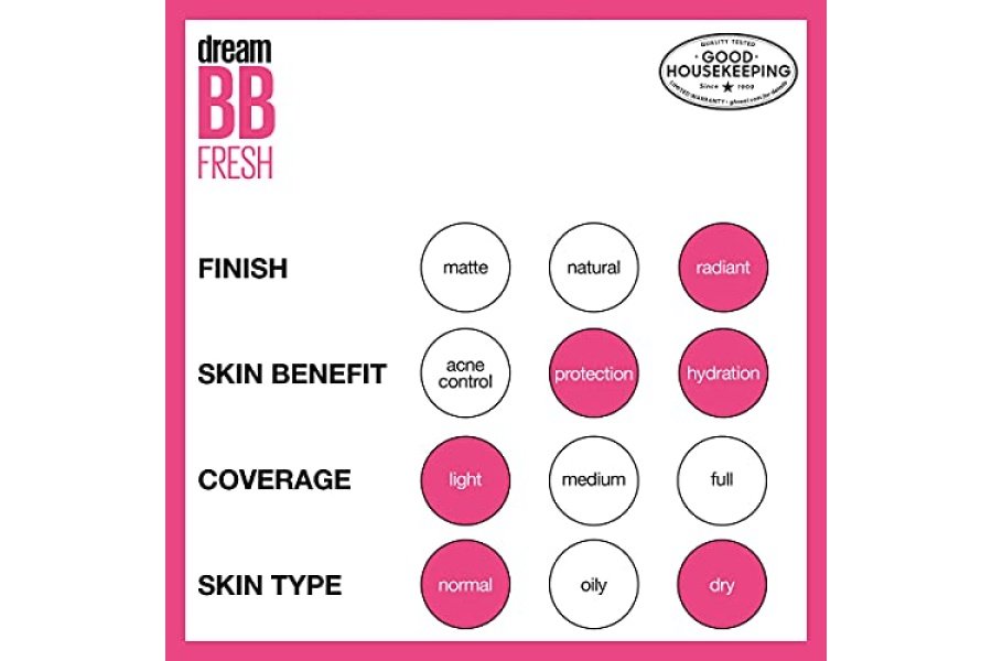 Maybelline Dream Fresh Skin Hydrating BB Cream, Bálsamo de belleza perfeccionador de la piel 8 en 1 con amplio espectro SPF 30, cobertura de tinte transparente, sin aceite, ligero/medio, 1 fl oz - Image 9
