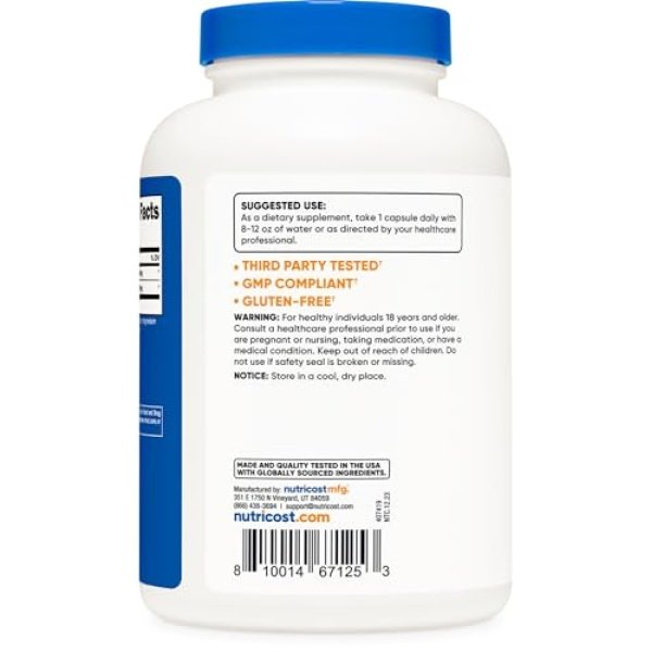 Nutricost L-Arginina L-Citrulina Complejo 750 mg, 240 Cápsulas - Sin OGM - Image 4