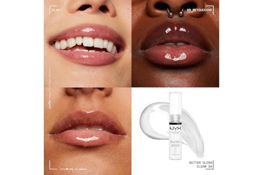 Brillo de labios NYX PROFESSIONAL MAKEUP Butter Gloss, no pegajoso, cristal de azúcar (transparente) - Image 4