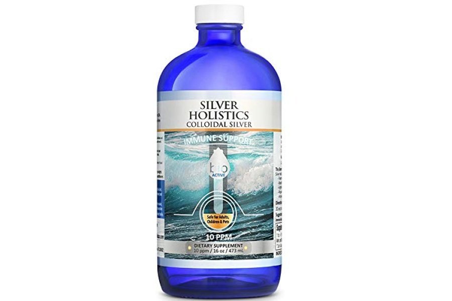 Líquido de plata coloidal - Botella de vidrio de 16 oz de Silver Holisitcs