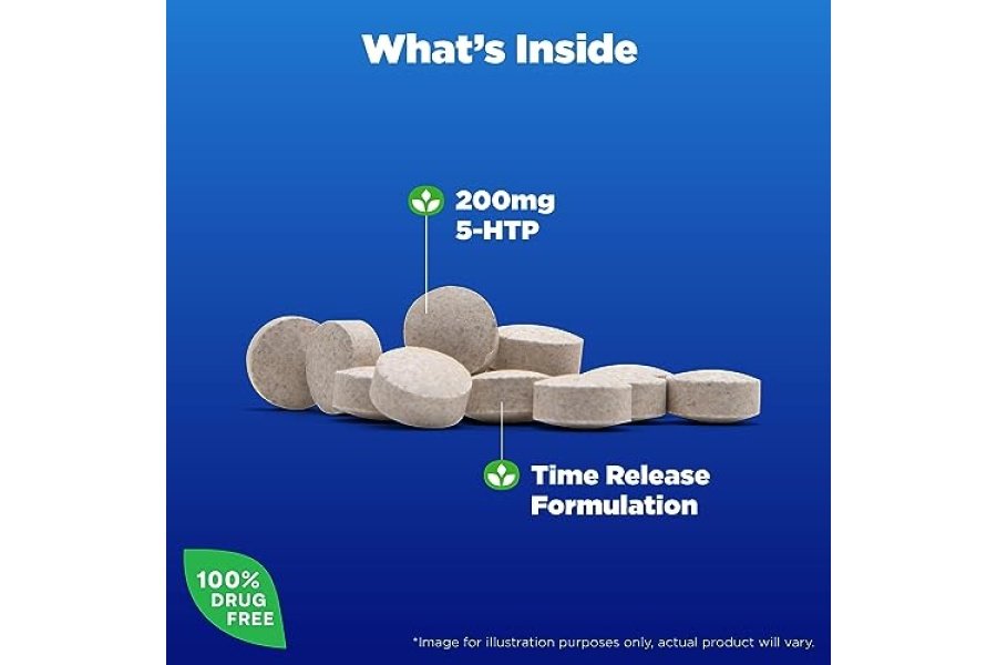 Natrol 5-HTP 200 mg, suplemento dietético que ayuda a mantener un estado de ánimo equilibrado, 60 tabletas de liberación prolongada, suministro para 60 días - Image 3