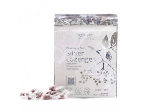 Pastillas de plata coloidal sin azúcar Silver Biotics | 60 ppm Sol de Plata | Apoyo inmunológico + Comodidad calmante para la garganta | Zinc de saúco | 21 conteo