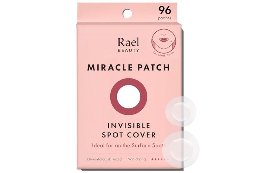 Parches para espinillas Rael, cubierta invisible milagrosa para manchas, parche hidrocoloide para acné para cara, imperfecciones, parche absorbente de granos, tratamiento de manchas para el cuidado de la piel, adhesivo facial, 2 tamaños (96 unidades)