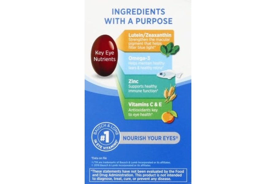Suplemento vitamínico y mineral para ojos Ocuvite, contiene zinc, vitaminas C, E, omega 3, luteína y zeaxantina, 90 cápsulas blandas (el embalaje puede variar) - Image 3