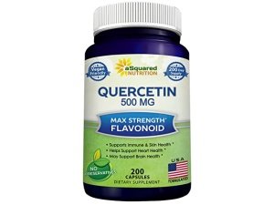 aSquared Nutrition Quercetina 500 mg Suplemento - 200 Cápsulas - Quercetina Dihidrato para Apoyar la Salud Cardiovascular - Píldoras complejas en polvo de máxima resistencia para ayudar a mejorar la respuesta inmune