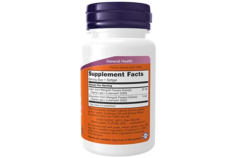 NOW Suplementos, luteína y zeaxantina con 25 mg de luteína y 5 mg de zeaxantina, 60 cápsulas blandas - Image 2