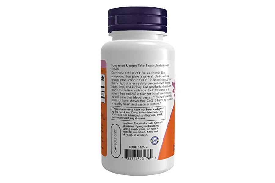 Suplementos de NOW Foods, CoQ10 (Coenzima Q10) 200 mg, Salud cardiovascular*, 60 cápsulas vegetales - Image 2