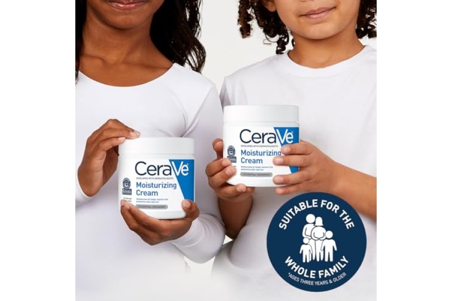 Crema Hidratante CeraVe | Hidratante corporal y facial para pieles secas | Crema Corporal con Ácido Hialurónico y Ceramidas | Hidratante diario | Sin aceite | Sin fragancia | No comedogénico | 19 onzas - Image 5