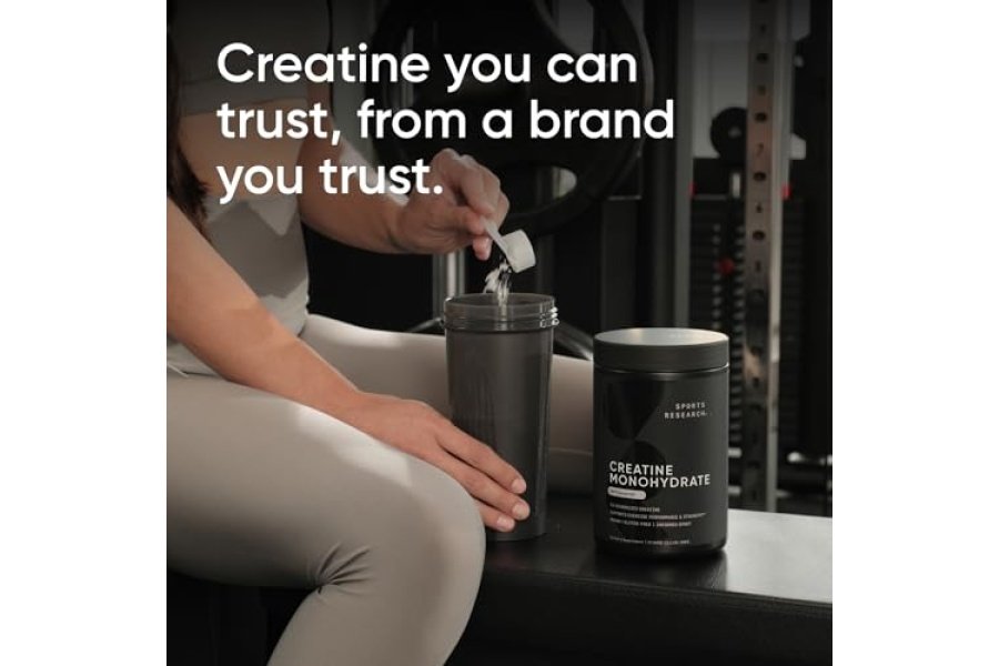 Monohidrato de creatina de Sports Research - Gane músculo magro, mejore el rendimiento y la fuerza y ​​apoye la recuperación del entrenamiento - 5 g de creatina micronizada - 1.1LBS - Image 2