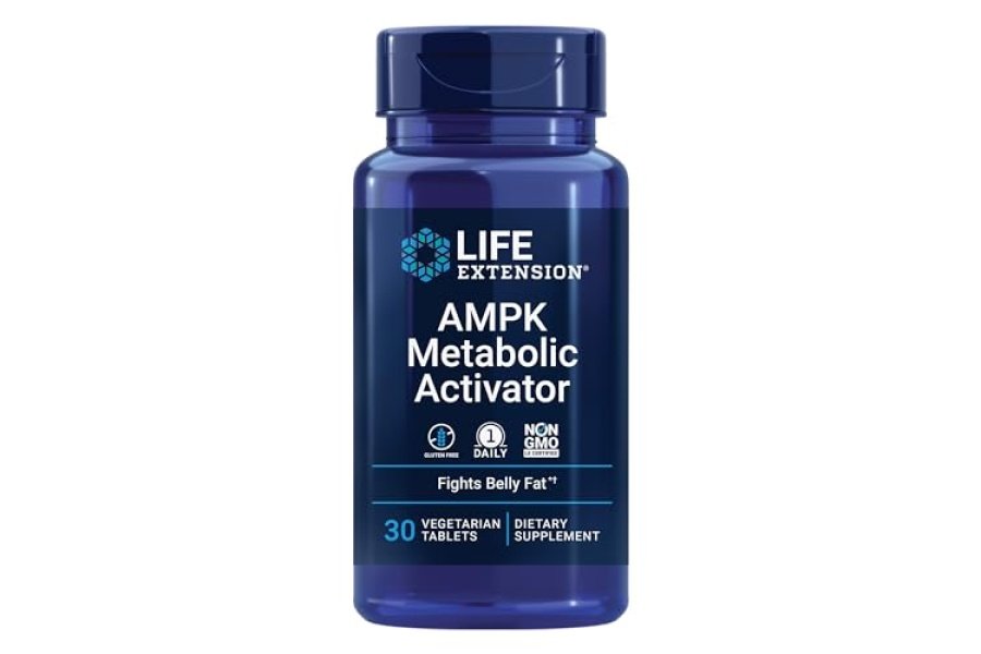 Life Extension AMPK Metabolic Activator, hesperidina, G. pentaphyllum, combate la grasa abdominal no deseada y revitaliza el metabolismo celular, sin gluten, sin OGM, 30 tabletas vegetarianas