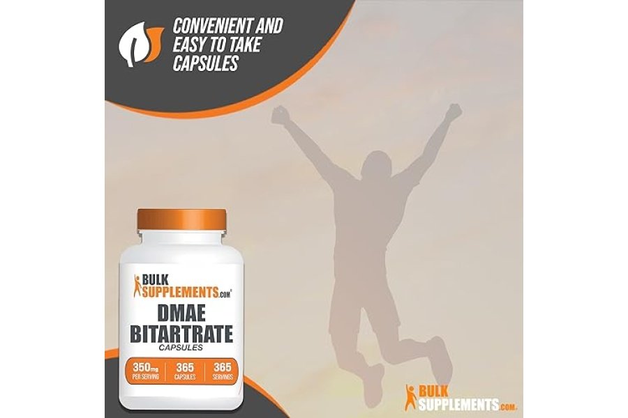 BulkSupplements.com Cápsulas de bitartrato de DMAE - Dimetilaminoetanol, DMAE 350 mg, Suplemento de DMAE, Cápsulas de DMAE - para la salud y el enfoque del cerebro, sin gluten, 1 cápsula por porción, 365 cápsulas - Image 6