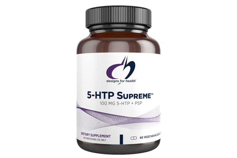 Designs for Health 5-HTP 100 mg con vitamina B6 (P-5-P) - Suplemento 5-HTP Supreme 100 mg - Precursores de serotonina para ayudar a apoyar el estado de ánimo saludable + apetito (60 cápsulas)