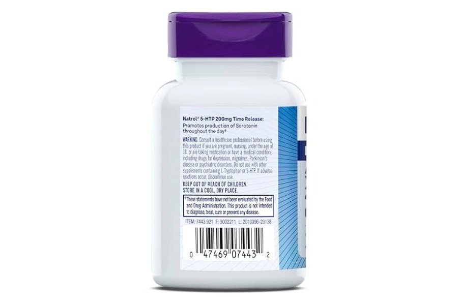 Natrol 5-HTP 200 mg, suplemento dietético que ayuda a mantener un estado de ánimo equilibrado, 60 tabletas de liberación prolongada, suministro para 60 días - Image 8
