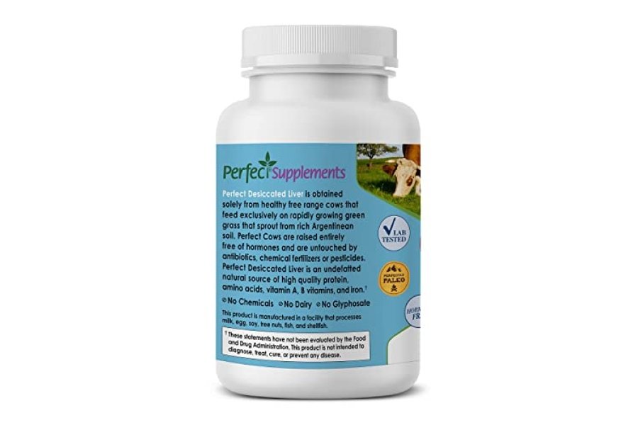 Suplementos perfectos – Cápsulas de hígado de res desecado Suplemento alimentado con pasto - Fuente natural de proteínas, hierro, vitaminas A y B - Aumenta la energía y la inmunidad - Sin productos químicos, sin lácteos ni hormonas - Image 4