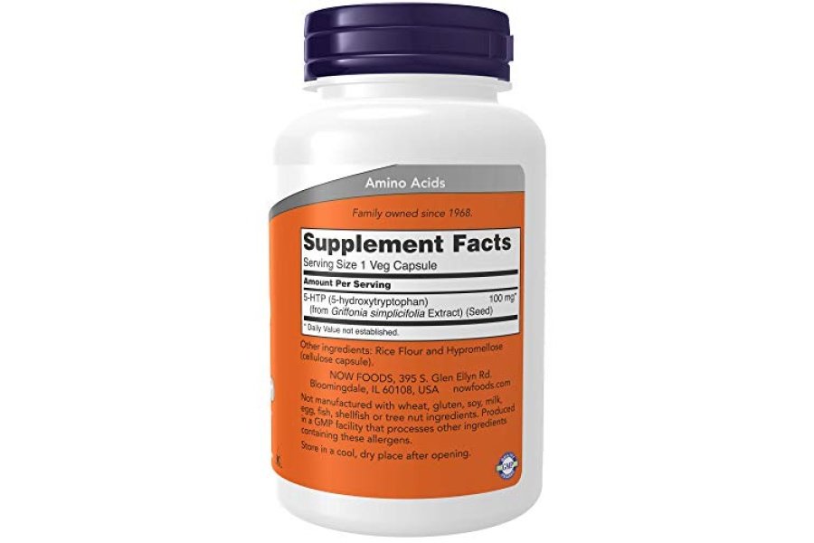 NOW Suplementos, 5-HTP (5-hidroxitriptófano) 100 mg, soporte de neurotransmisores*, 120 cápsulas vegetales - Image 2