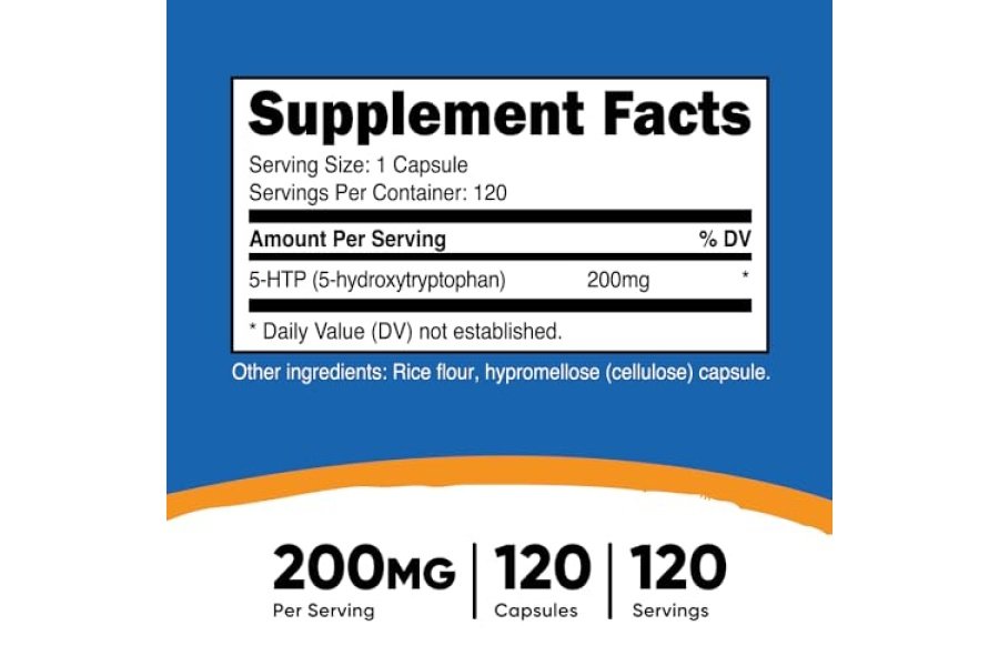 Nutricost 5-HTP 200 mg, 120 cápsulas vegetarianas (5-hidroxitriptófano) - Sin OGM ni gluten - Image 2