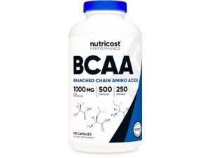 Nutricost BCAA 1000mg, 500 Cápsulas (250 Serv), Aminoácidos de Cadena Ramificada 2:1:1 (500mg de L-Leucina, 250mg de L-Isoleucina y L-Valina)