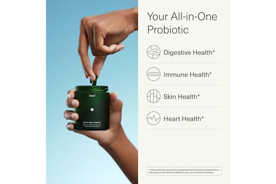 Seed DS-01 Sinbiótico diario - Prebiótico y probiótico (60 cápsulas) - 53,6 mil millones de AFU - Salud digestiva, salud intestinal y salud inmune - Probióticos de múltiples cepas para mujeres y hombres - Vegano y estable - Image 2