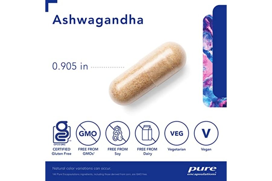 Pure Encapsulations Ashwagandha - 500 mg de extracto de Ashwagandha - Apoyo al metabolismo y al estrés - Apoyo inmunológico - Libre de OGM y vegano - 60 cápsulas - Image 3