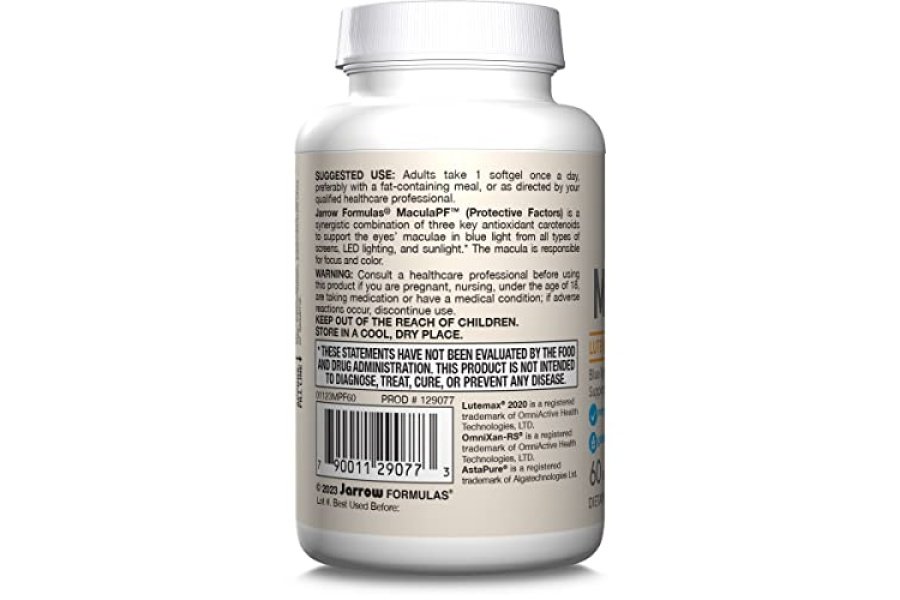 Jarrow Formulas MaculaPF Complejo de carotenoides, suplemento dietético, respalda la salud ocular, 60 cápsulas blandas, suministro para hasta 60 días - Image 10