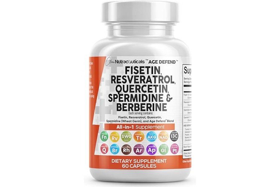 Clean Nutraceuticals Fisetina 2500 mg Quercetina 1000 mg Resveratrol 1000 mg con espermidina Extracto de germen de trigo 1000 mg - Suplemento de salud para adultos Longevidad con berberina, colágeno, rodiola, apigenina - Image 9