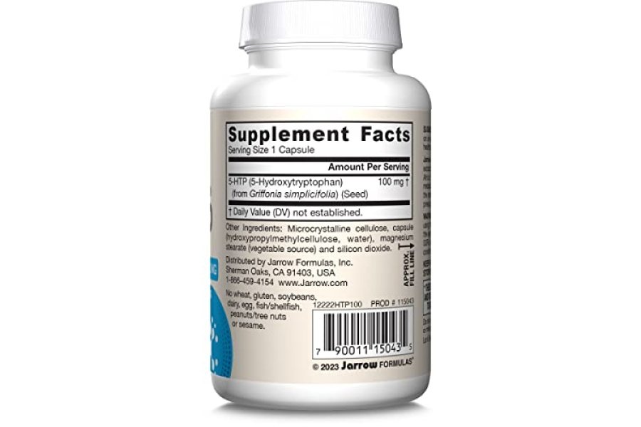 Jarrow Formulas 5-HTP, 100 mg, precursor de serotonina, 60 cápsulas vegetales, suministro para 60 días - Image 9