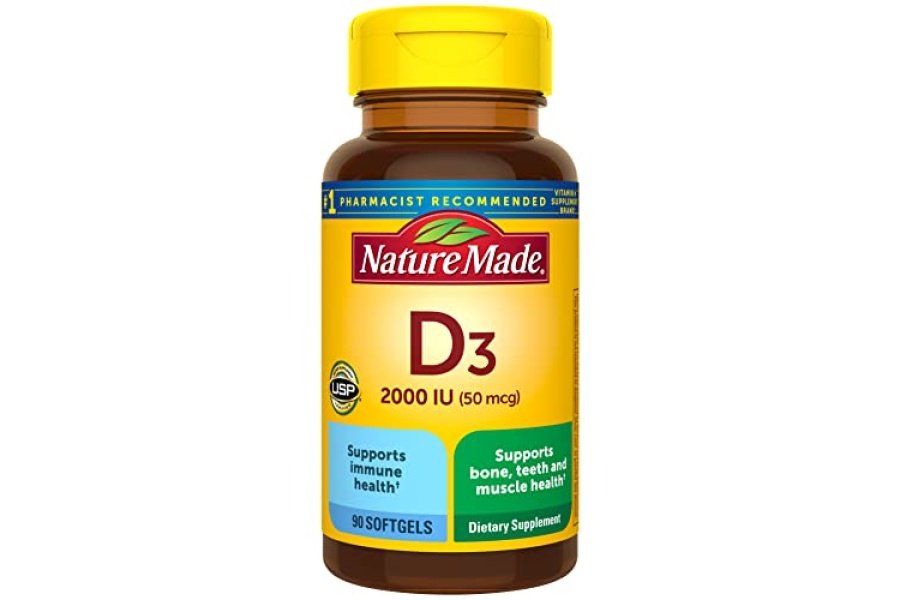 Nature Made Vitamina D3 2000 UI (50 mcg), suplemento dietético para apoyo a la salud de los huesos, los dientes, los músculos y el sistema inmunológico, 90 cápsulas blandas, suministro para 90 días