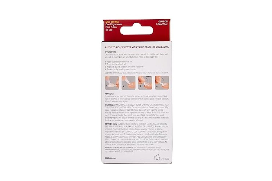 Manicura de uñas francesa Kiss Everlasting, sin astillas con tecnología Flexi-Fit, kit de uñas realmente corto, "interminable", con pegamento para uñas rosa (peso neto 2 g/0,07 oz), mini lima, barra de manicura y 28 uñas postizas - Image 3