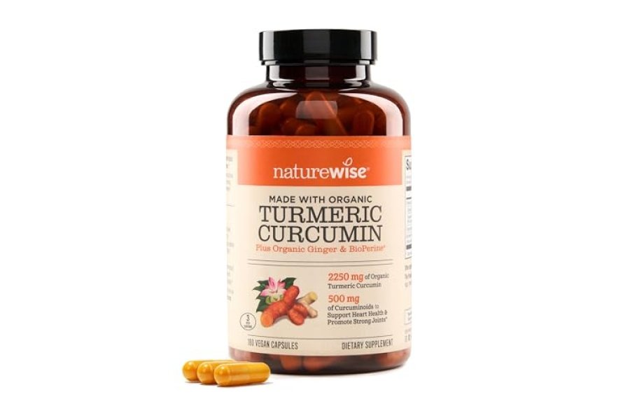 NatureWise Curcumina Cúrcuma 2250 mg | 95% curcuminoides y extracto de pimienta negra BioPerine | Absorción avanzada para apoyo a las articulaciones [suministro para 2 meses - 180 unidades]