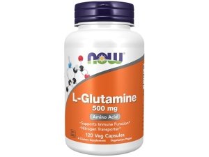 NOW Suplementos, L-Glutamina 500 mg, transportador de nitrógeno*, aminoácido, 120 cápsulas vegetales