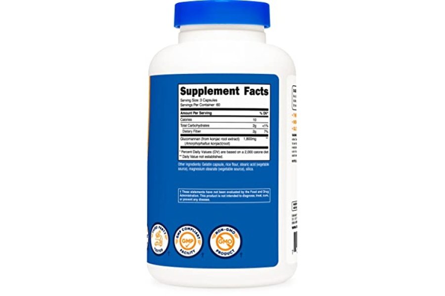 Nutricost Glucomanano 1.800 mg por porción, 180 cápsulas - Fuente de fibra natural, sin OGM, sin gluten - Image 4